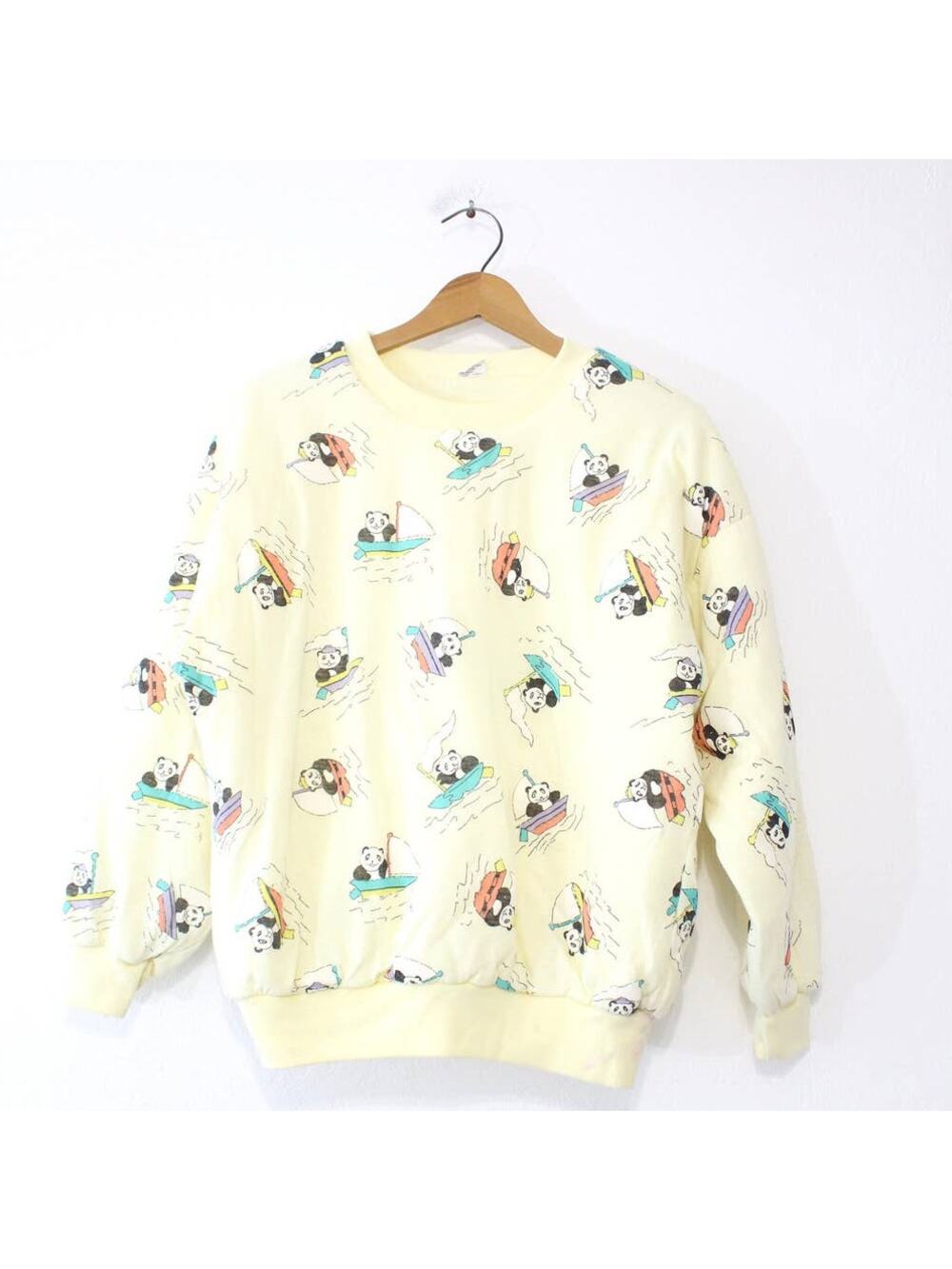 Vintage Panda Bear Puffy Sweatshirt Large